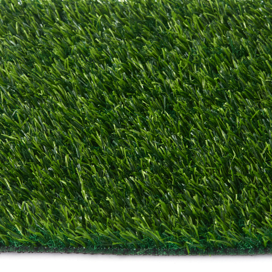 Close-up of balcony artificial grass fibers and sample edge